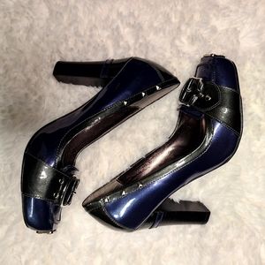 Blue retro style heels